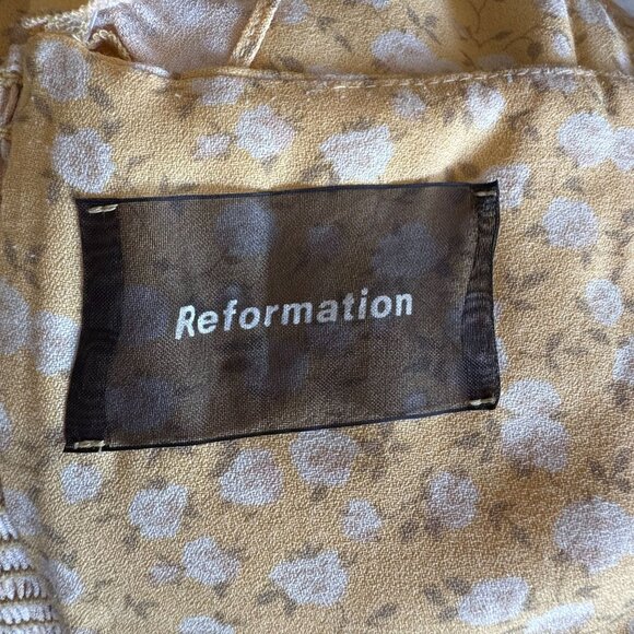 Reformation Moore Lily Butter Yellow Ruffle Srap Wide Leg Jumpsuit Size 10 - Picture 12 of 13